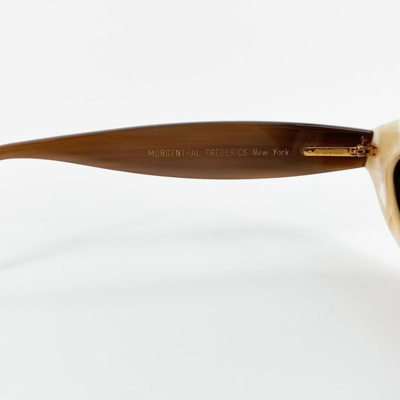 MORGENTHAL FREDERICS Stephanie REAL Buffalo Horn Cat Eye Sunglasses Brown Frames - Picture 4 of 15
